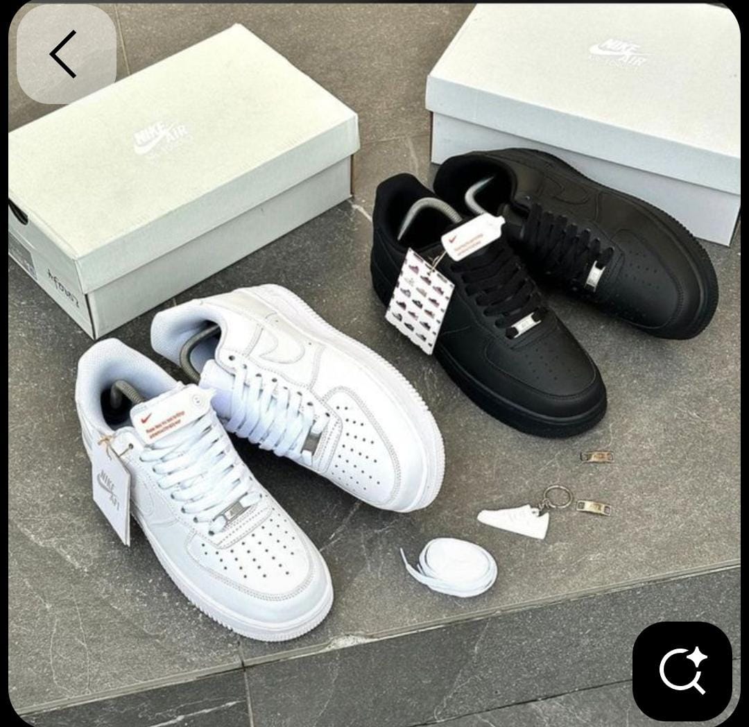 Unisex gen eric Air Force Style Sneakers Genuine Leather Casual Shoes for Men and Women Durable White and Black Sneakers Comfortable Streetwear Trainers Everyday Fashion Shoes Sizes 37 to 44