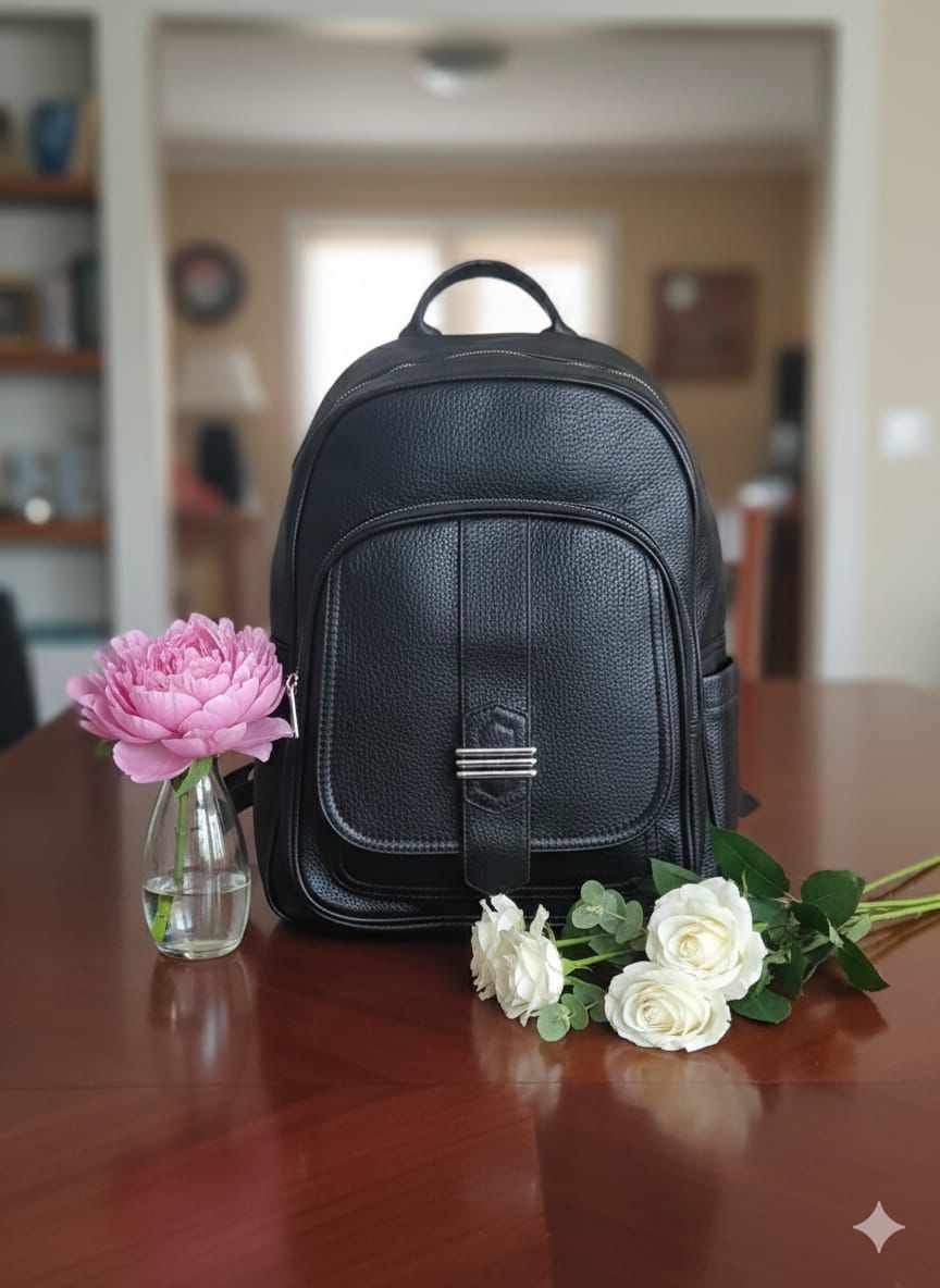 Leather Laptop Backpack High Quality Unisex Bag Stylish Durable Genuine PU Leather Backpack Spacious Work School Travel Bag Fits Laptop Comfortable Shoulder Straps Everyday Use