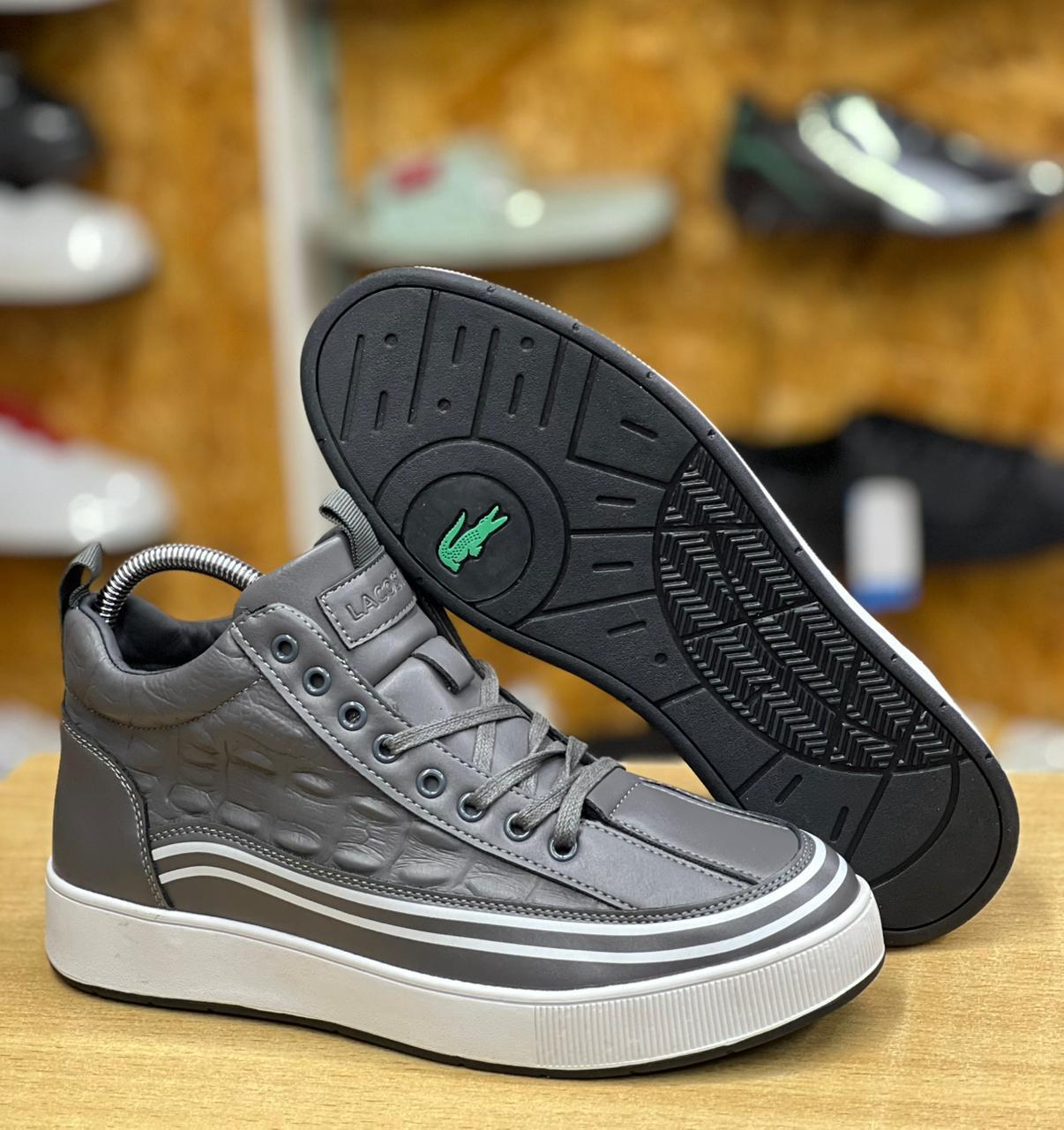 Men generic Lacoste Style Boots Casual Leather Boots for Men Durable Comfortable Fashion Boots Stylish Lace Up Ankle Boots for Work Travel Outdoor Everyday Wear Non Slip Shoes Sizes 40 to 45