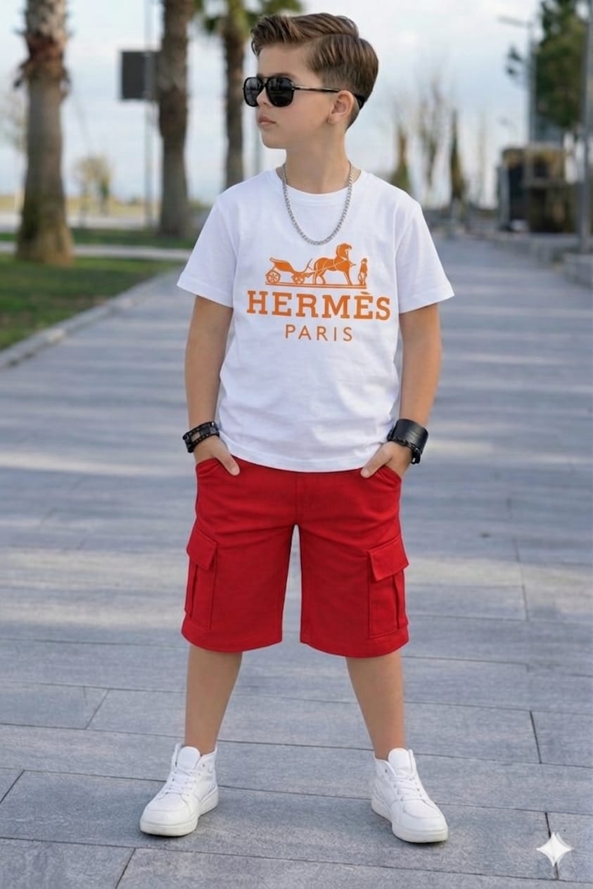 Boys 2 Piece Outfit Set Top and Shorts Kids Clothing Set Comfortable Stylish Durable Children Wear for Play School Casual Everyday Fashion Summer Outfit Ages 3 to 12 Years