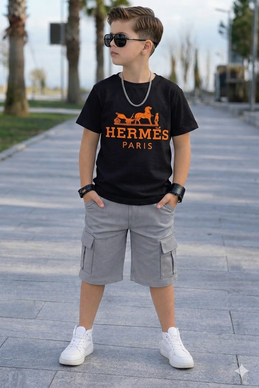 Boys 2 Piece Outfit Set Top and Shorts Kids Clothing Set Comfortable Stylish Durable Children Wear for Play School Casual Everyday Fashion Summer Outfit Ages 3 to 12 Years