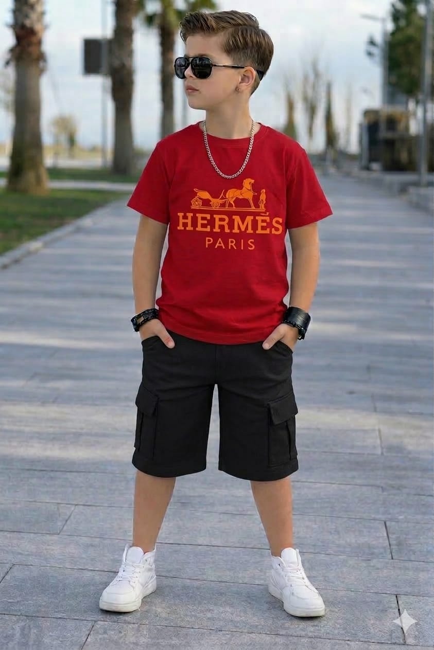 Boys 2 Piece Outfit Set Top and Shorts Kids Clothing Set Comfortable Stylish Durable Children Wear for Play School Casual Everyday Fashion Summer Outfit Ages 3 to 12 Years