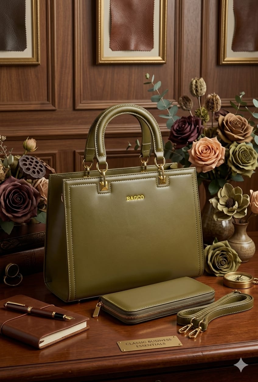 Women 2 in 1 PU Leather Handbag Set Stylish Ladies Shoulder Bag and Inner Pouch Elegant Durable Fashion Tote Bag for Work Travel Everyday Use Spacious Design