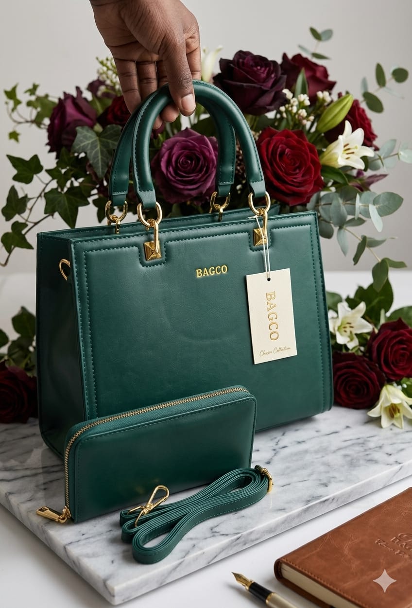 Women 2 in 1 PU Leather Handbag Set Stylish Ladies Shoulder Bag and Inner Pouch Elegant Durable Fashion Tote Bag for Work Travel Everyday Use Spacious Design