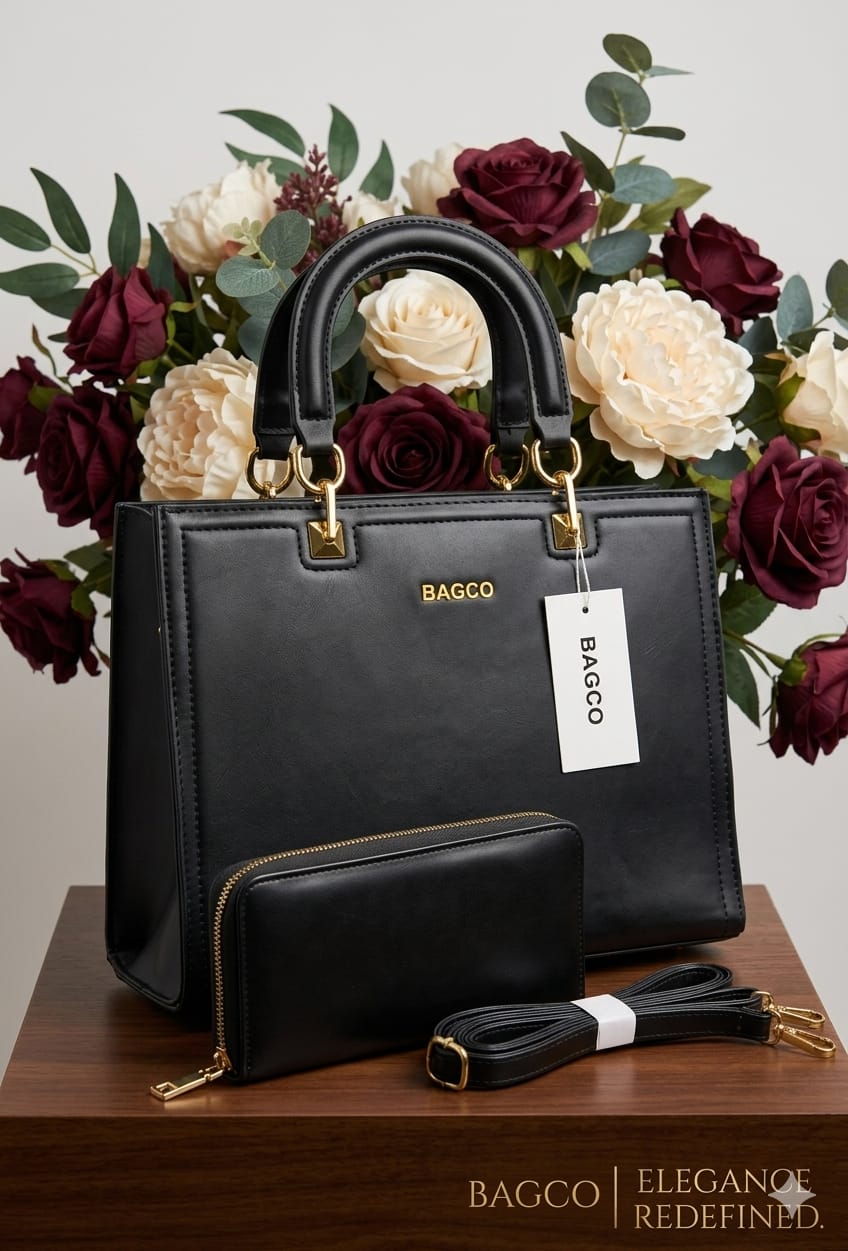 Women 2 in 1 PU Leather Handbag Set Stylish Ladies Shoulder Bag and Inner Pouch Elegant Durable Fashion Tote Bag for Work Travel Everyday Use Spacious Design