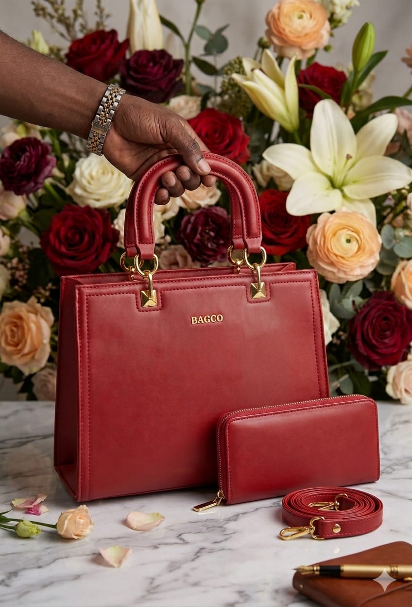 Women 2 in 1 PU Leather Handbag Set Stylish Ladies Shoulder Bag and Inner Pouch Elegant Durable Fashion Tote Bag for Work Travel Everyday Use Spacious Design