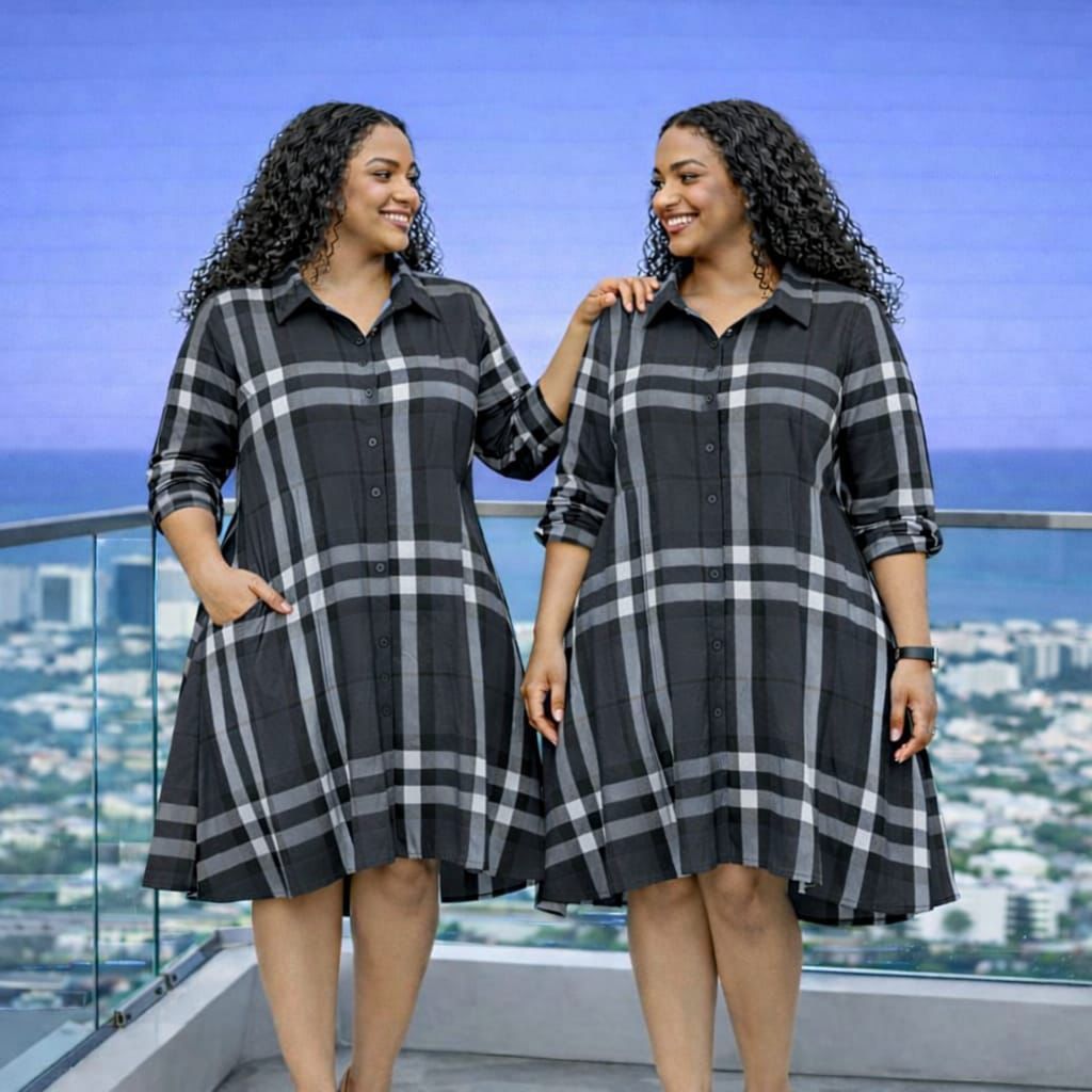 Women High-Low Shirt Dress Stylish Button-Down Dress Casual Elegant Office Outfit Comfortable Fashion Wear Trendy Ladies Dress Soft Fabric Sizes L to 2XL