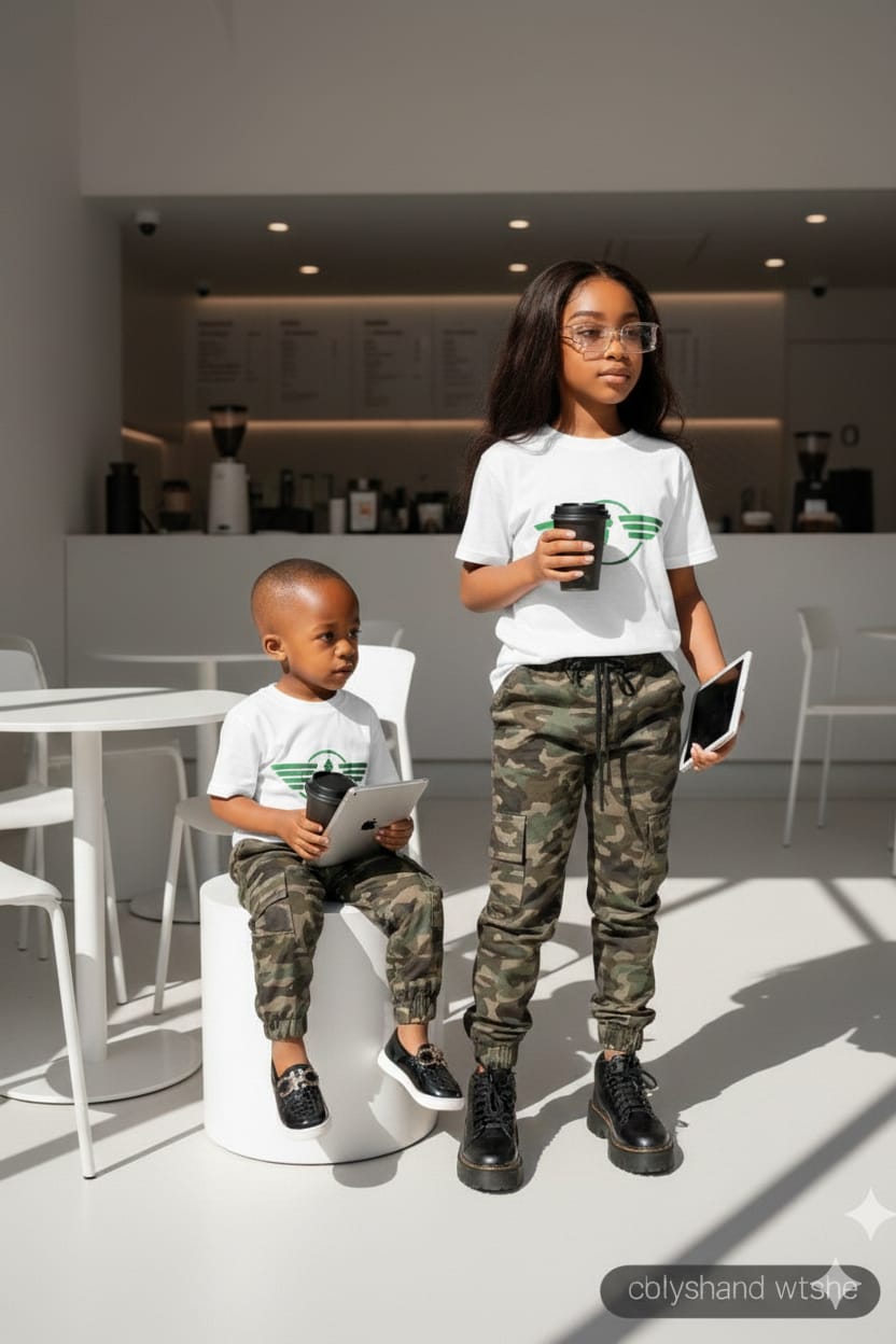 Kids Combat Trouser Set Unisex Boys Girls Outfit Stylish 2 Piece Set T Shirt and Trousers Comfortable Casual Wear Durable Fabric for Play Outdoor Sizes 3 to 12 Years