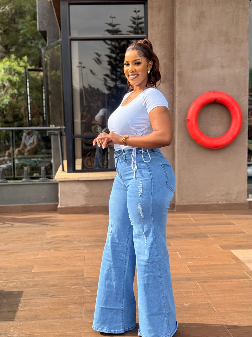 Women Distressed Wide Leg Jeans Stretchy Denim High Waist Ladies Pants Trendy Casual Streetwear Comfortable Premium Quality Fashion Trousers Sizes 27 to 36