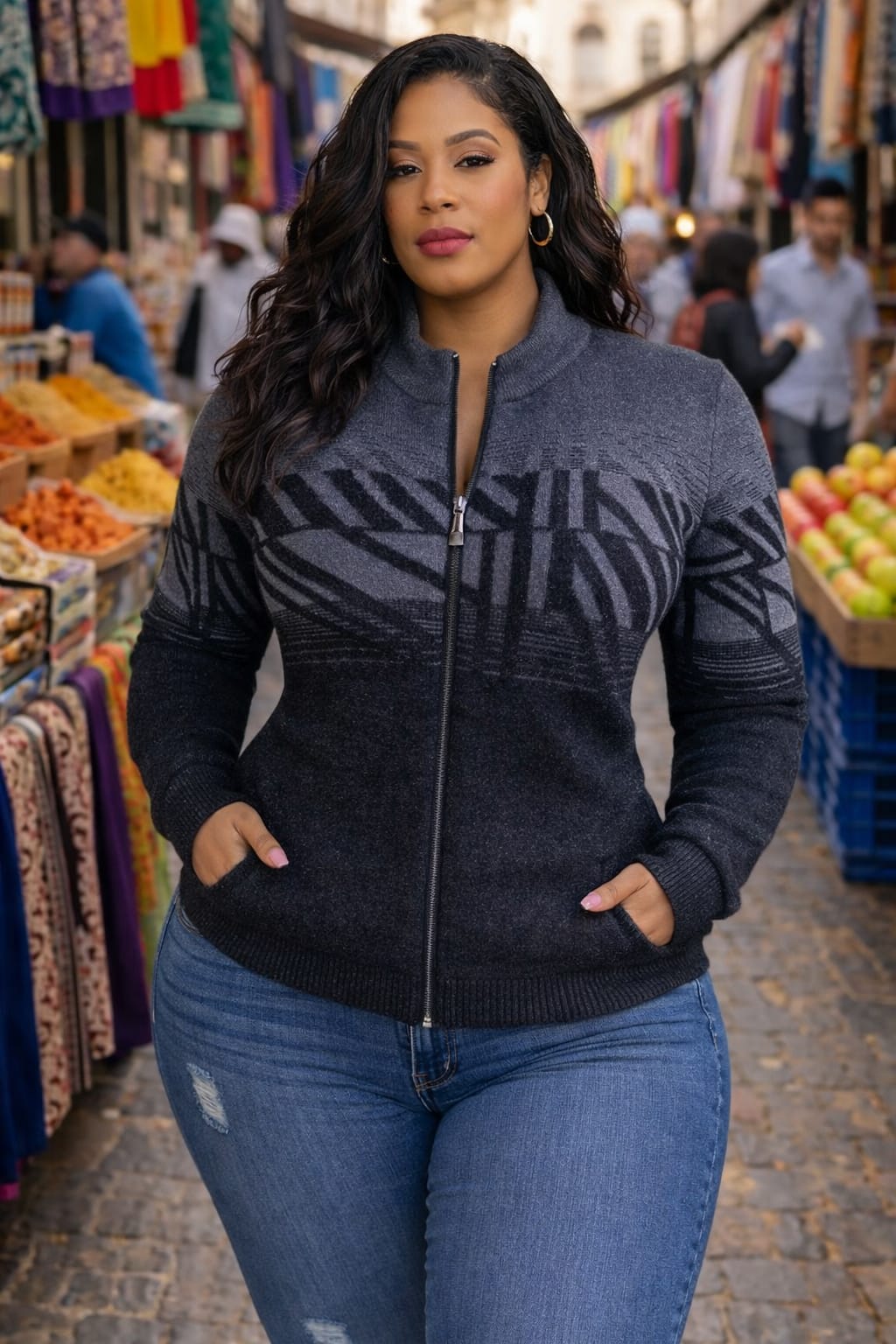 Women Soft Zipper Sweater Free Size Warm Comfortable Stylish Casual Knitwear Long Sleeve Cozy Fashion Top Cold Season Wear Elegant Everyday Outfit