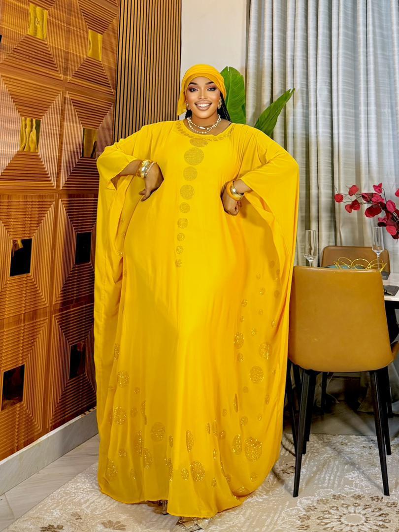 Women 3 Piece Dera Dress Free Size Kaftan Set Elegant Outfit Inner Dress Scarf Stylish Comfortable Loose Fit Maxi Wear Quality Fabric One Size Fits Most