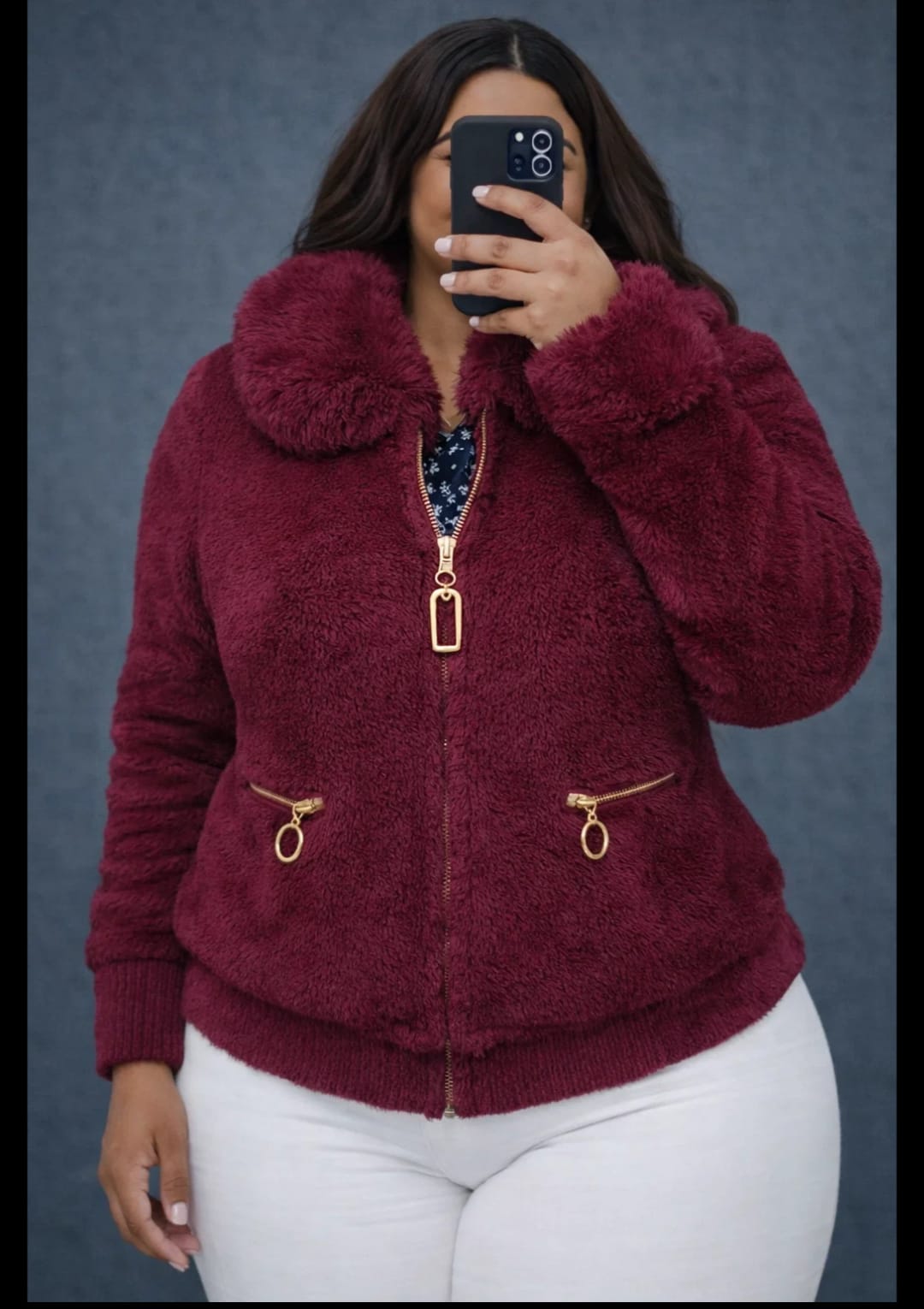Women Woolen Zipper Sweater Free Size Warm Cozy Knit Jacket Soft Comfortable Stylish Casual Wear Winter Fashion Long Sleeve Quality Fabric One Size