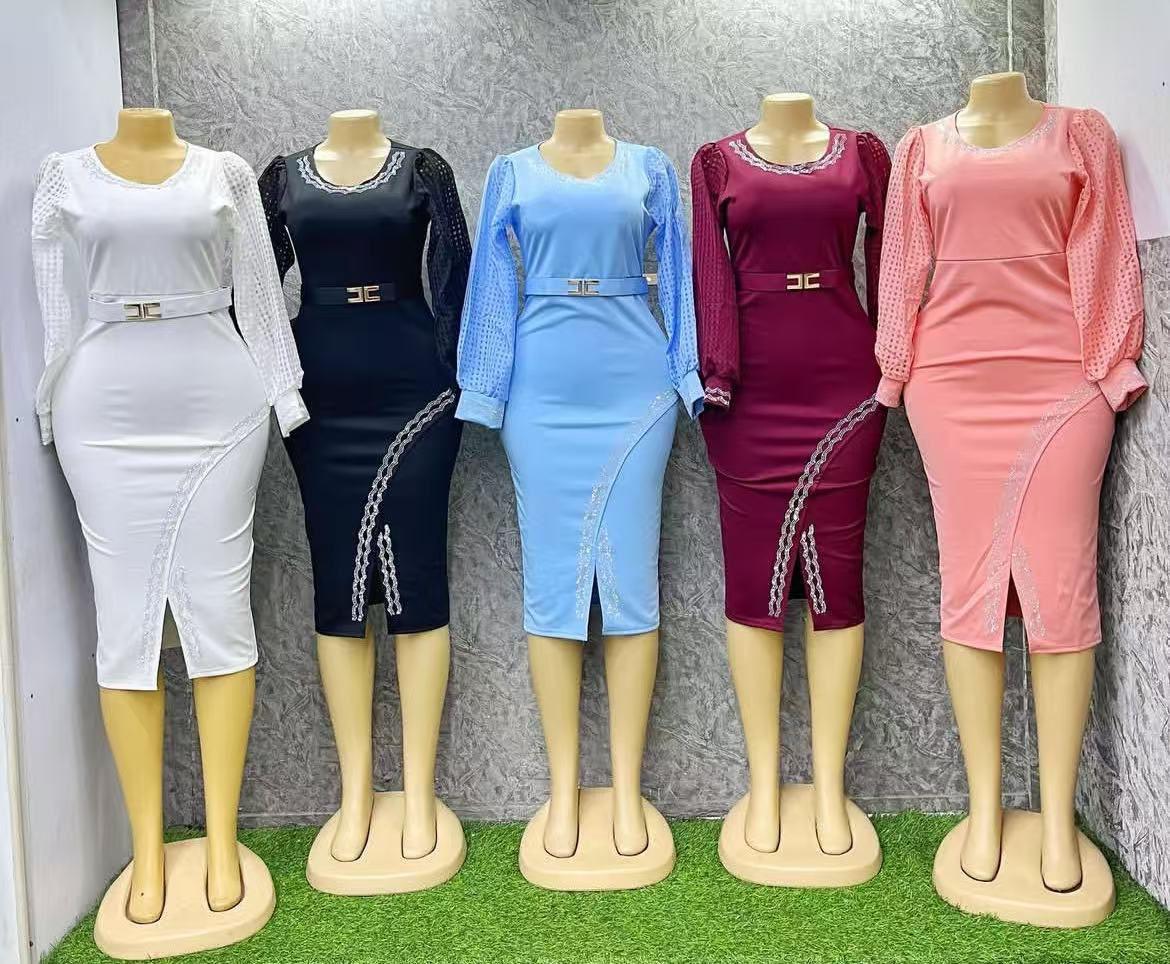 Women Official Dresses Elegant Office Wear Stylish Bodycon Midi Dress Slight Stretch Comfortable Formal Outfit Workwear Ladies Fashion Sizes M to 2XL
