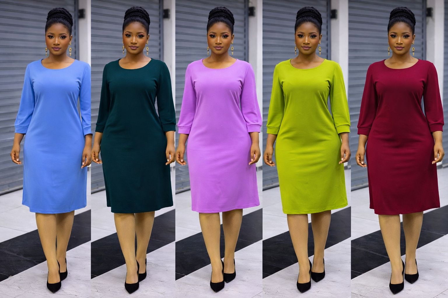 Women Official Dresses Elegant Office Wear Stylish Bodycon Midi Dress Slight Stretch Comfortable Formal Outfit Workwear Ladies Fashion Sizes M to 2XL