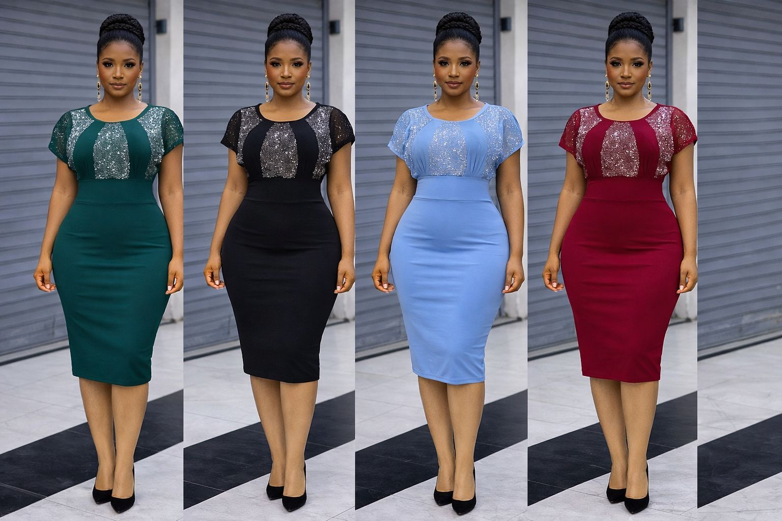 Women Official Dresses Elegant Office Wear Stylish Bodycon Midi Dress Slight Stretch Comfortable Formal Outfit Workwear Ladies Fashion Sizes M to 2XL