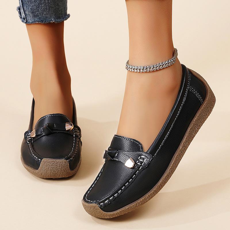 Women PU Leather Closed Loafers Comfortable Slip On Shoes Stylish Casual Office Wear Lightweight Durable Flat Shoes Elegant Ladies Footwear Sizes 37 to 42