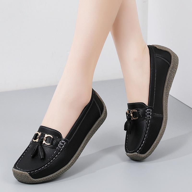 Women PU Leather Closed Loafers Comfortable Slip On Shoes Stylish Casual Office Wear Lightweight Durable Flat Shoes Elegant Ladies Footwear Sizes 37 to 42
