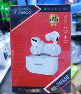 Aldeepo Super Bass Wireless Earbuds With Very Clear Sound - White, budget-friendly, ergonomic in-ear, true wireless earphones designed for deep bass and clear sound