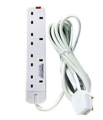 Power king 4 Way Extension Heavy-Duty Multi-Plug Adapter with Surge Protection, Long Cable & Independent Switches for Reliable Power