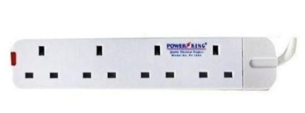 Power king 4 Way Extension Heavy-Duty Multi-Plug Adapter with Surge Protection, Long Cable & Independent Switches for Reliable Power