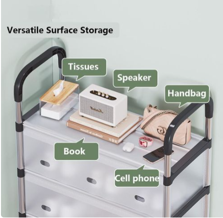 5 Tiers Shoe Rack Organizer with with a dustproof cover is a compact, space-saving solution designed for entryways, closets, or hallways featuring a metal or plastic frame with non-woven fabric