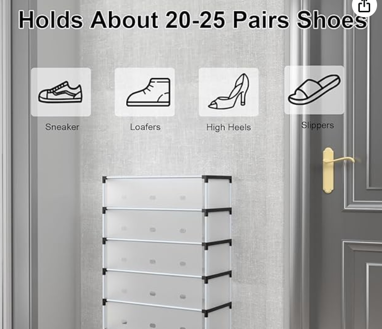 5 Tiers Shoe Rack Organizer with with a dustproof cover is a compact, space-saving solution designed for entryways, closets, or hallways featuring a metal or plastic frame with non-woven fabric