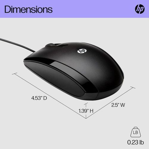 HP X500 High Quality Precision Optical Wired USB Mouse - Black