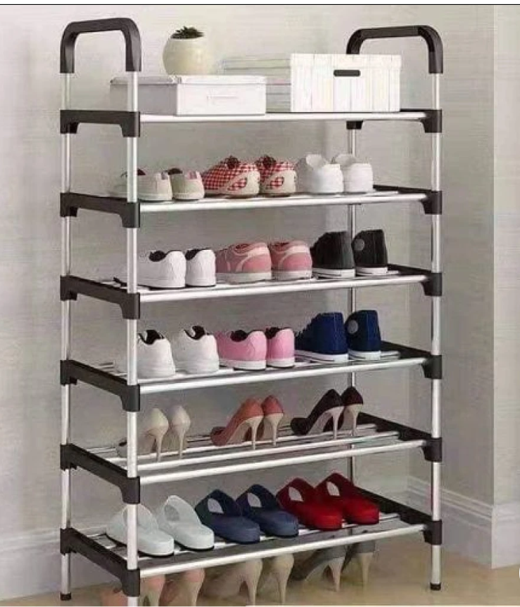6-Tiers Metallic Shoe Rack Storage Organizer 21 Pairs Large Capacity simple, modern, and economical solution for organizing shoes at the entryway combining smart design with durability and convenience