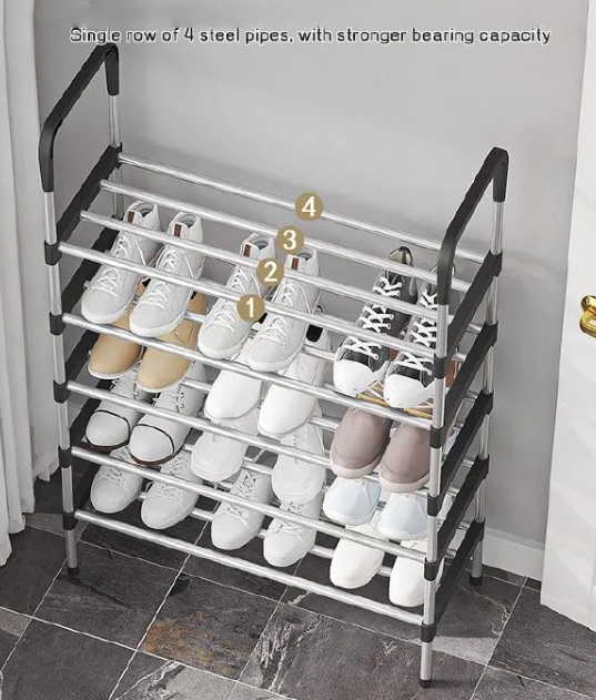 6-Tiers Metallic Shoe Rack Storage Organizer 21 Pairs Large Capacity simple, modern, and economical solution for organizing shoes at the entryway combining smart design with durability and convenience
