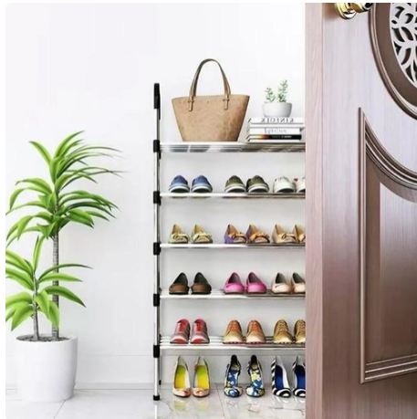 6-Tiers Metallic Shoe Rack Storage Organizer 21 Pairs Large Capacity simple, modern, and economical solution for organizing shoes at the entryway combining smart design with durability and convenience