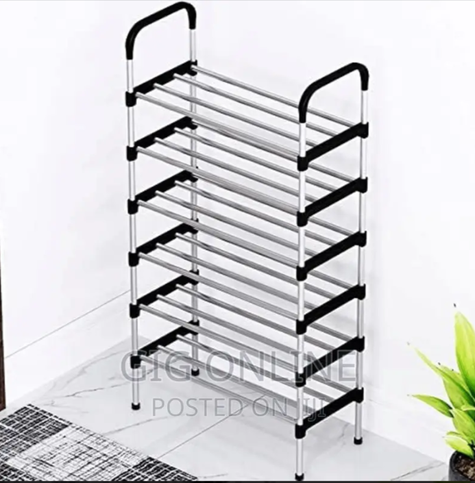 6-Tiers Metallic Shoe Rack Storage Organizer 21 Pairs Large Capacity simple, modern, and economical solution for organizing shoes at the entryway combining smart design with durability and convenience