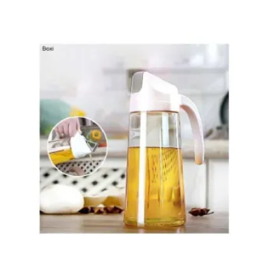 Auto Flip Olive Oil and Vinegar Dispensers Glass Oil Bottle with Non Slip Handle for Soy Sauce Olive Oil Vinegar Kitchen Cooking (650 ML)