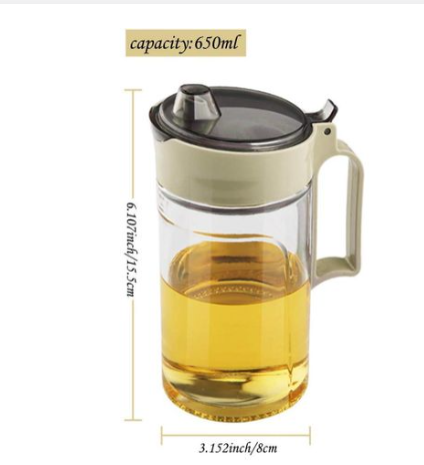 Olive Oil Vinegar Syrups Bottle Dispenser Cruet - 550ml(18.6 Oz) Oil Bottle Glass With No Drip Plastic Bottle Spout And Protective Cap