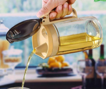 Olive Oil Vinegar Syrups Bottle Dispenser Cruet - 550ml(18.6 Oz) Oil Bottle Glass With No Drip Plastic Bottle Spout And Protective Cap