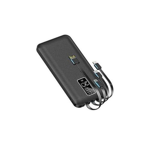ZHY 20000mah Power Bank Ultra High Capacity With Inbuilt Cables (Type-C, Micro, Lightening and USB)Fast Charging PowerBank - Black.