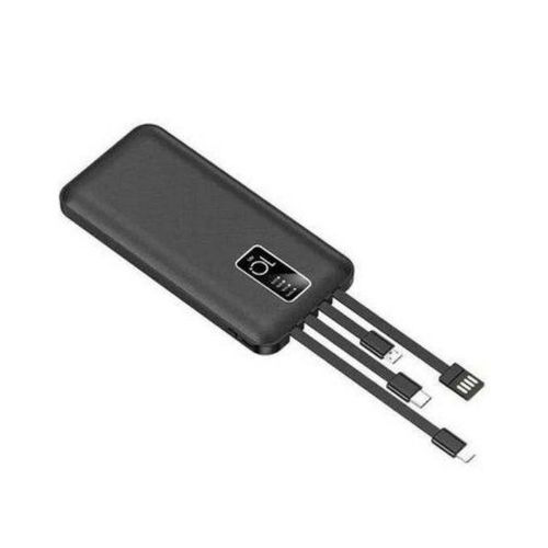 ZHY 20000mah Power Bank Ultra High Capacity With Inbuilt Cables (Type-C, Micro, Lightening and USB)Fast Charging PowerBank - Black.