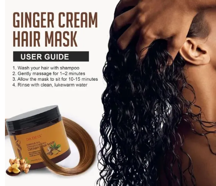 Dr. Dess Ginger Hair Mask Anti-Hair Fall Strengthening Deep Conditioner Hydrating Nourishing Hair Stimulates Growth Repairs Damaged Roots Restores Softness Shine Reduces Breakage Revitalizes Protects