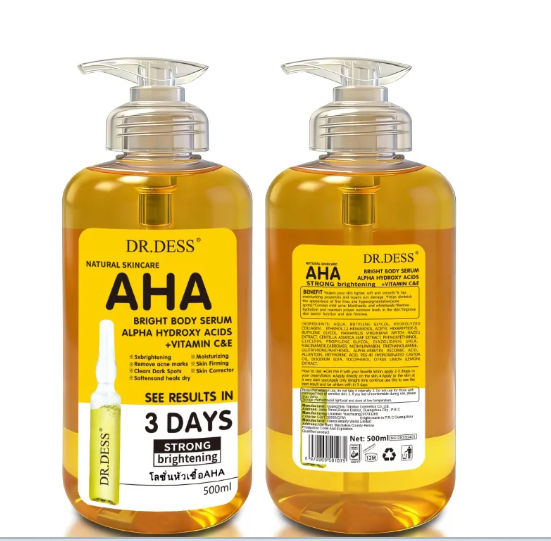 Dr Dess AHA Bright Body Serum Body Oil with Vitamin C and E Moisturizing Skin Firming Brightening Removes Acne and Dark Spots brighten skin, fade dark spots, and reduce acne Soothes Inflammation