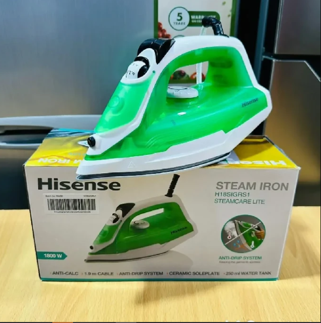 Hisense 1800W Steam Iron H18SIGRS1 – Powerful Fast Heating Dry & Steam Iron, Non-Stick Soleplate, Temperature Control, Anti-Drip, Home & Laundry Electric Press Iron