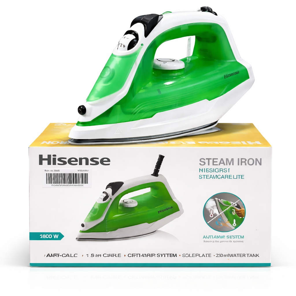 Hisense 1800W Steam Iron H18SIGRS1 – Powerful Fast Heating Dry & Steam Iron, Non-Stick Soleplate, Temperature Control, Anti-Drip, Home & Laundry Electric Press Iron