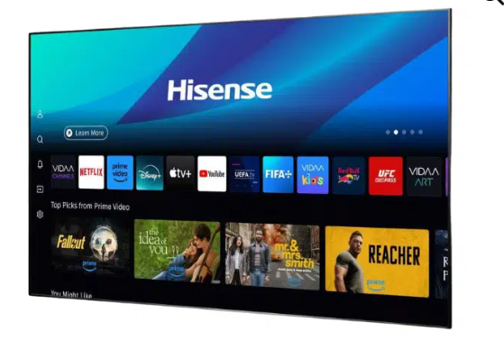Hisense 65 – Inch 4K Ultra HD VIDAA Smart TV, Airplay 2, AI 4K Upscaler, Dolby Vision, With In-Built Free To Air Decoder, Bluetooth, HDMI, Chromecast, USB, Netflix, Youtube – Black