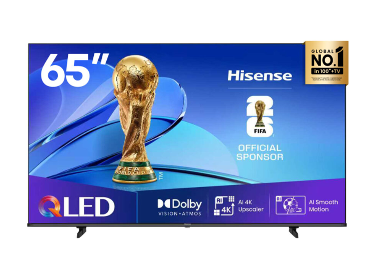 Hisense 65 Inch QLED UHD 4K Smart TV, (2025 Model), Q6 Series 65Q6Q, 144Hz Refresh Rate VRR Game Mode Pro, AI Picture, AI Smooth Motion, Ultra Slim Design, VIDAA, Inbuilt Free To Air Reciever – Black