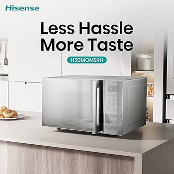 Hisense 30L Digital Microwave Oven (H30MOMS9H) - 900W High Power, 6 Auto-Cooking Menus, Defrost Function & Child Lock - Mirror Silver Finish - 12 Months Warranty - Genuine Hisense Quality