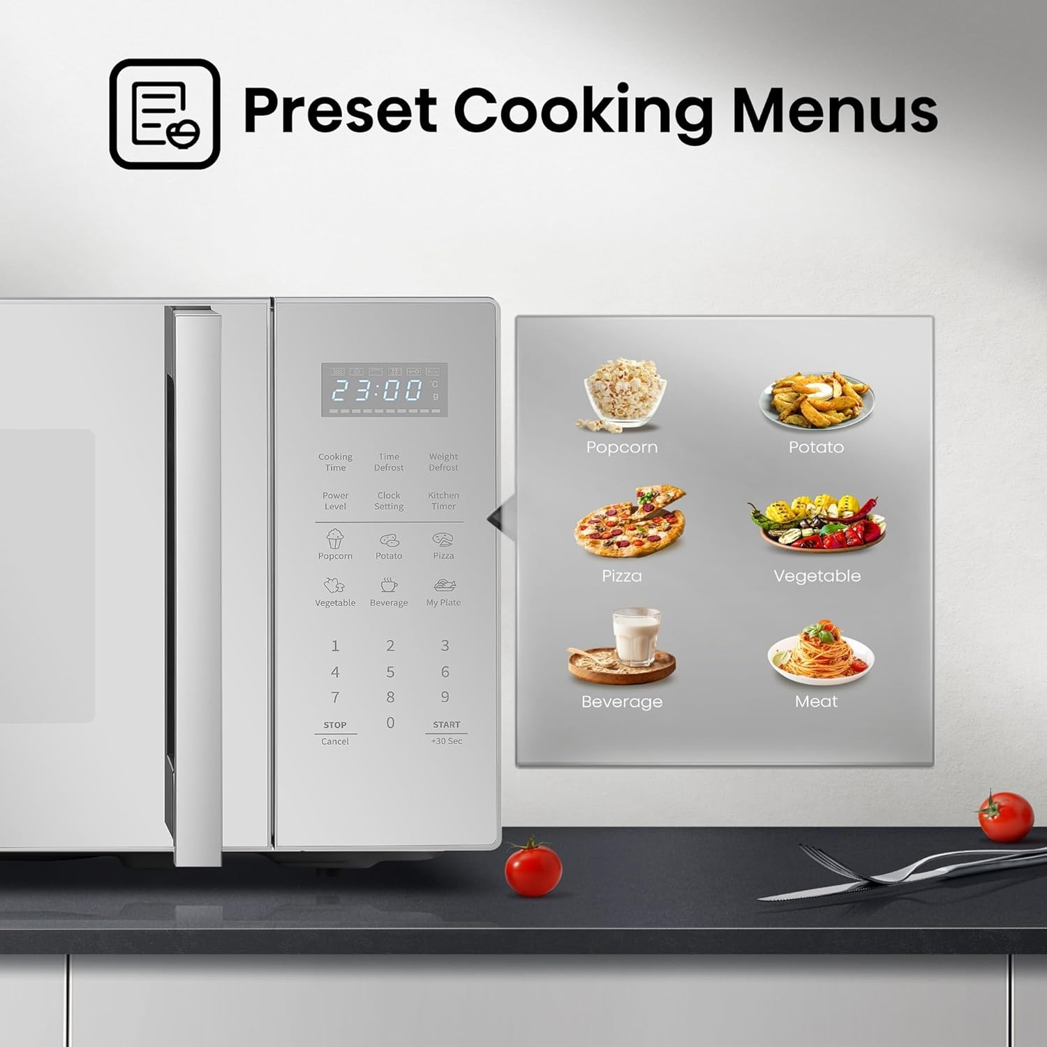 Hisense 30L Digital Microwave Oven (H30MOMS9H) - 900W High Power, 6 Auto-Cooking Menus, Defrost Function & Child Lock - Mirror Silver Finish - 12 Months Warranty - Genuine Hisense Quality