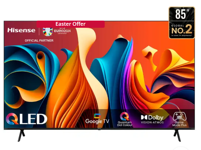 Hisense 85 Inch QLED UHD 4K Smart TV,  Q7 Series 85Q7Q, 144Hz Refresh Rate VRR Game Mode Pro, AI Picture, AI Smooth Motion, Ultra Slim Design, VIDAA, Inbuilt Free To Air Reciever