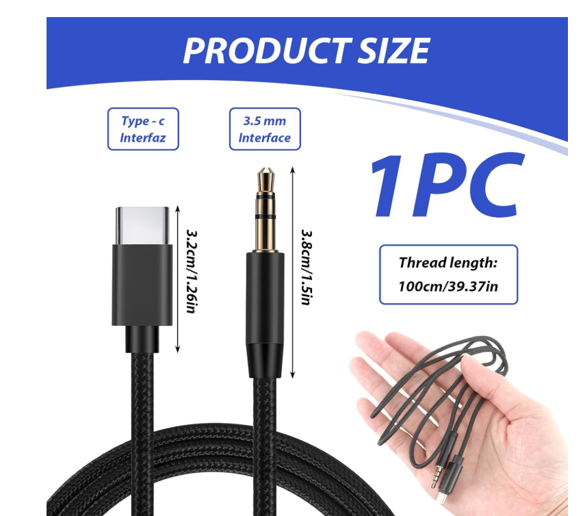 Aldeepo 3.5mm AUX To Type C Audio Cable – Premium Adapter For Quality Sound Transfer