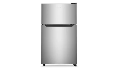 Hisense RD-12DR 120L Double Door Top Mount Fridge – Direct Cool, Energy Efficient Bar Refrigerator with Adjustable Tempered Glass Shelves, Vegetable Crisper & LED Light – Silver Finish