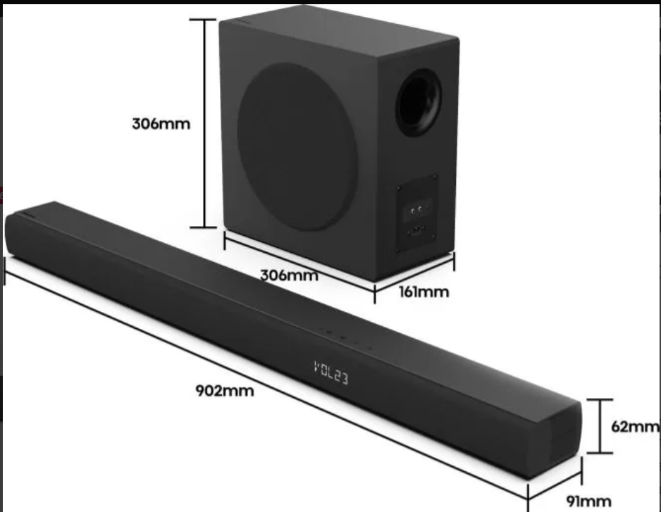 Hisense HS3100 3.1Ch Sound Bar with Wireless Subwoofer, 480W, DTS Vritual: X, Dolby Digital Plus, Bluetooth 5.3, EzPlay, Roku TV Ready, HDMI/AUX/ARC/Optical/USB, Energy Star (HS3100, 2024 Model)