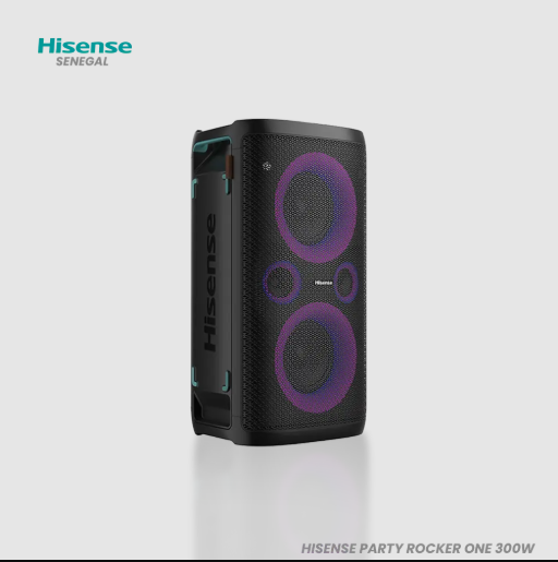 Hisense Party Rocker One 300W Portable Speaker - IPX4 Splashproof, Built-in FM Radio, LED Light Show & Car Charging Port Built-in Subwoofer, Guitar/Mic Input & Wireless Charger