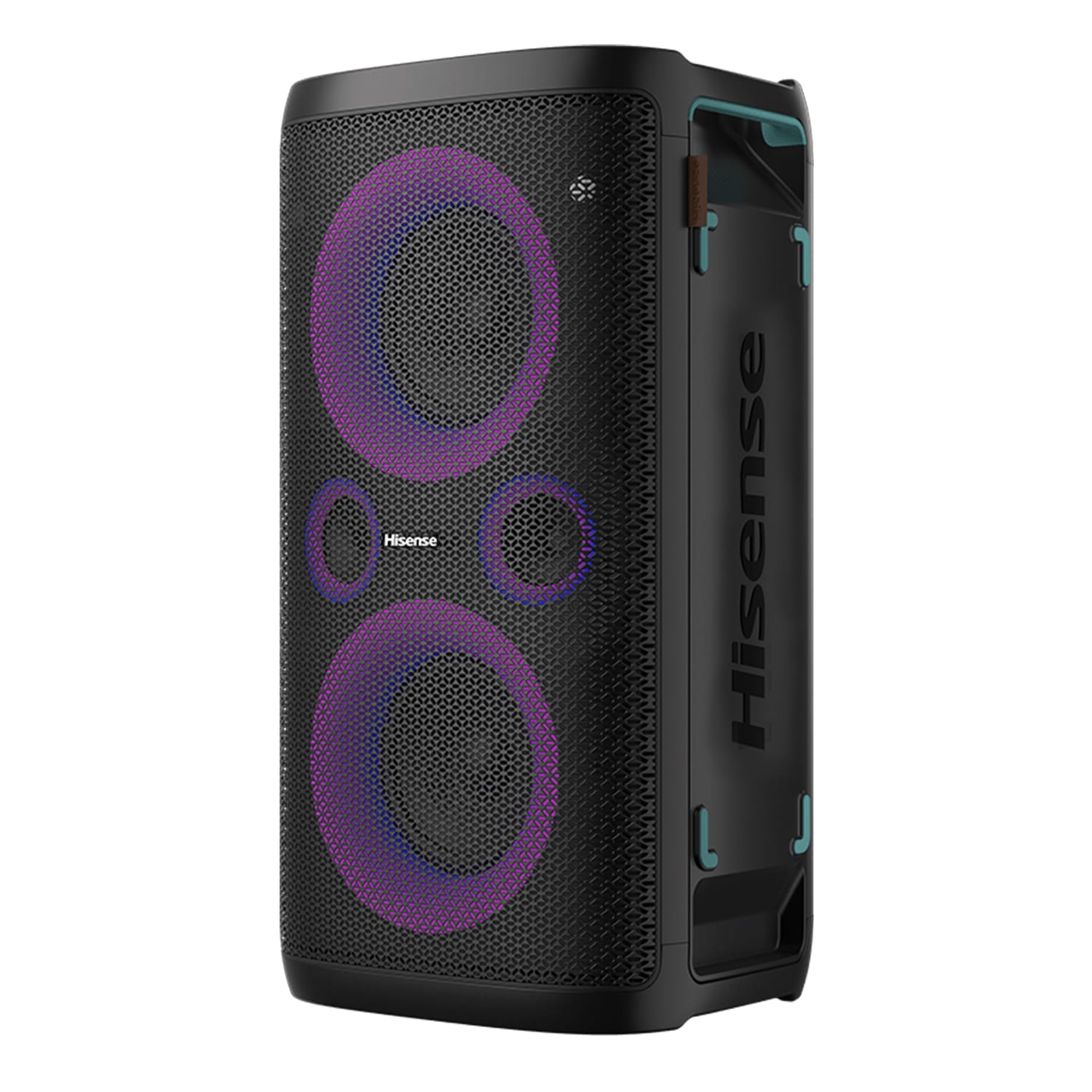 Hisense Party Rocker One 300W Portable Speaker - IPX4 Splashproof, Built-in FM Radio, LED Light Show & Car Charging Port Built-in Subwoofer, Guitar/Mic Input & Wireless Charger